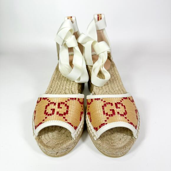 Gucci Woven GG Espadrille Wedge Heel - Women’s 7.5 - Picture 4 of 8